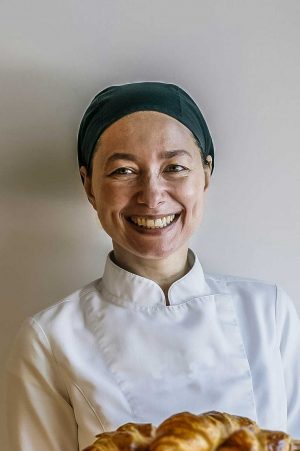 Female cook smiling